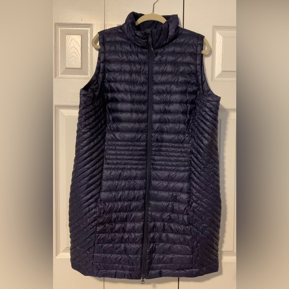 Duluth Trading Co Women’s Down Right Long Vest, Blue, Size XXL